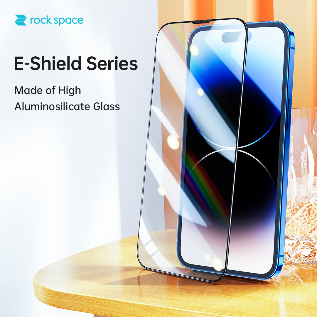 iPhone 14/iPhone 14 Plus/iPhone 14/iPhone 14 Pro Max rock space E-Shield series PremiumTempered Glass Screen Protector