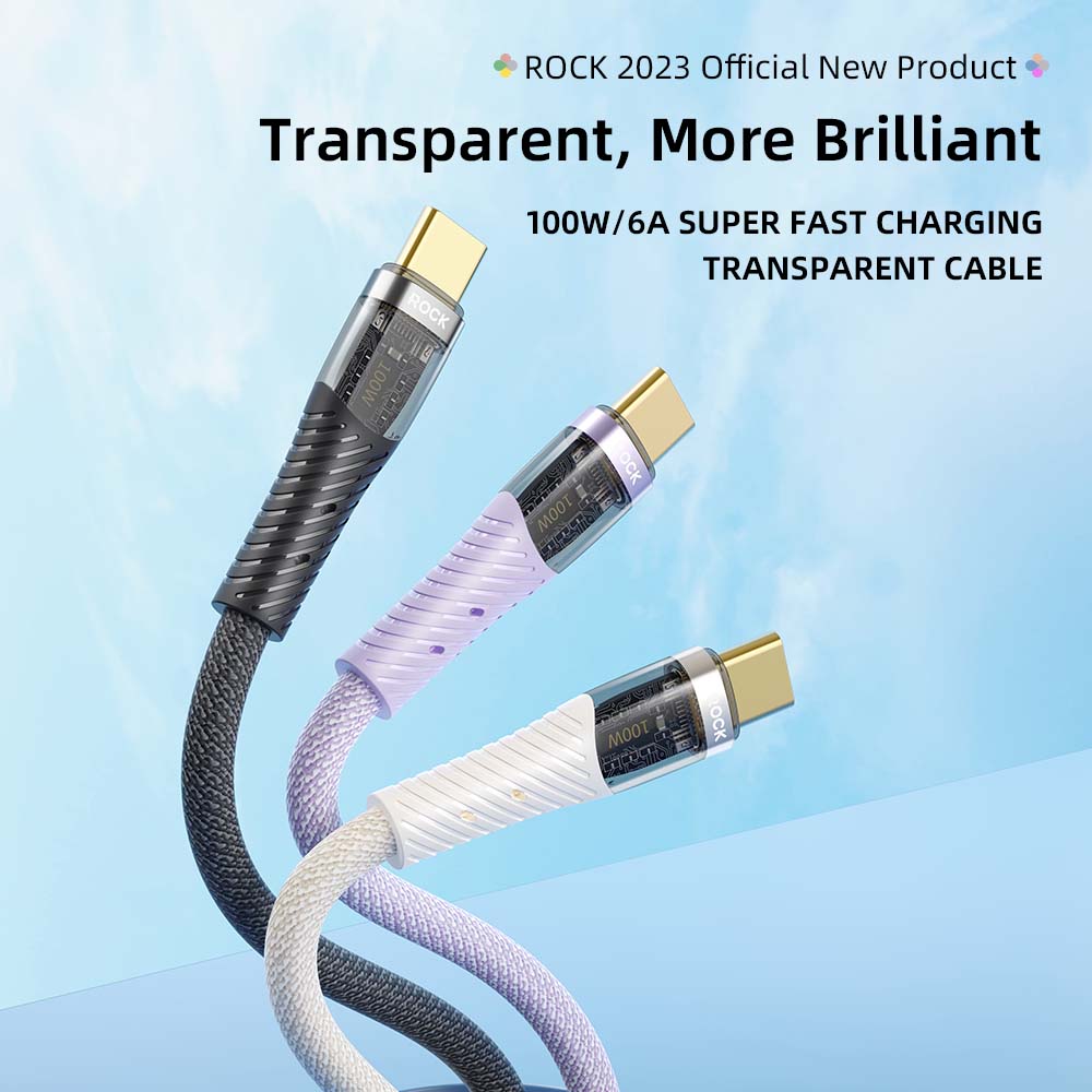 REGO Communication Sdn Bhd - Rock Space | ROCK Z21 PD Transparent Fast Charge Type C To C Cable (100W)
