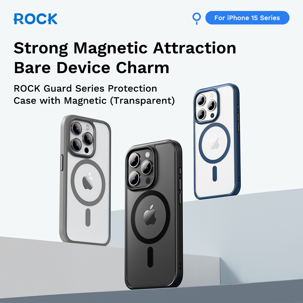 iPhone 15/iPhone 15 Plus/iPhone 15 Pro/iPhone 15 Pro Max ROCK Guard Transparent Magnetic Protection Case