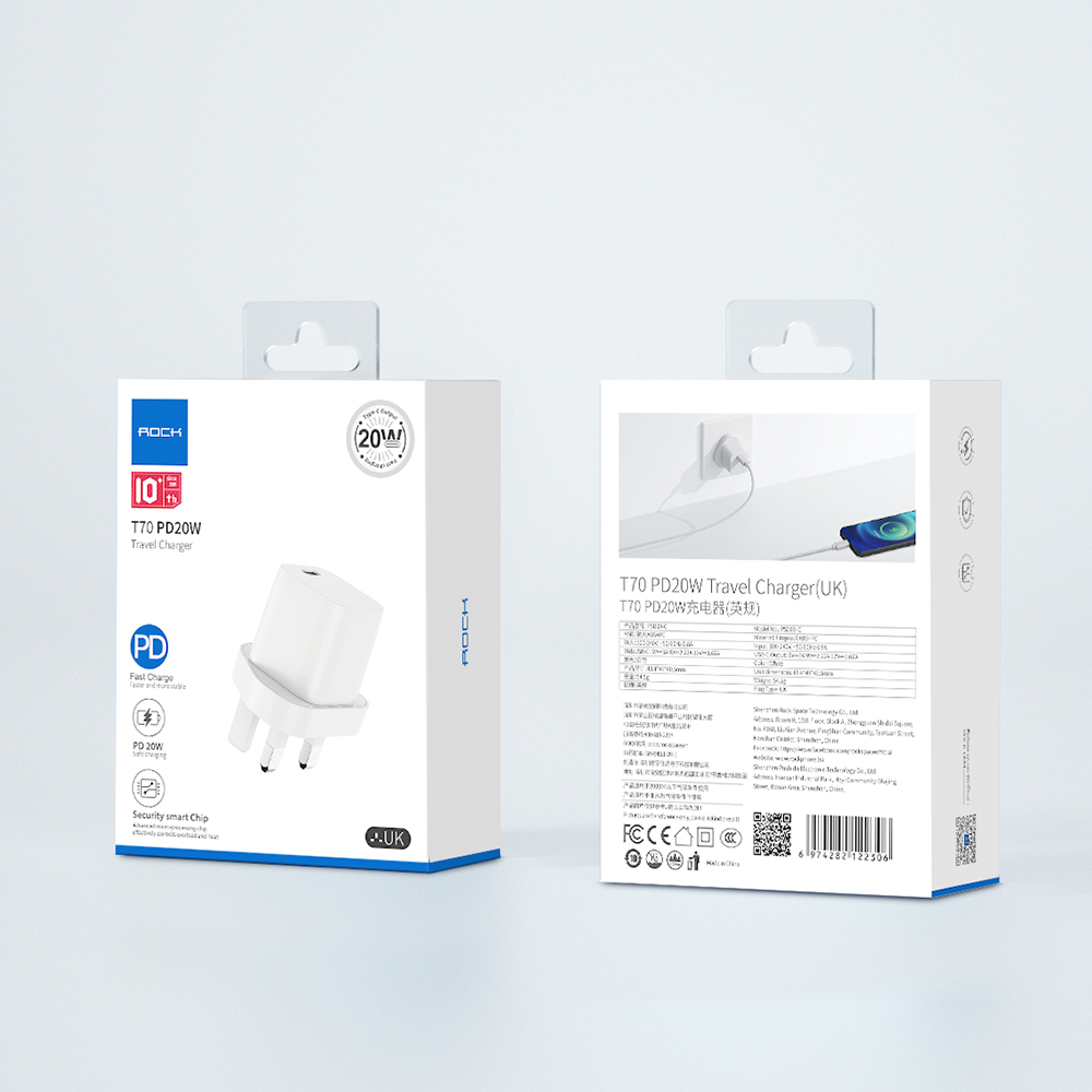 REGO Communication Sdn Bhd - Rock Space | ROCK T70 PD 20W Travel Charger