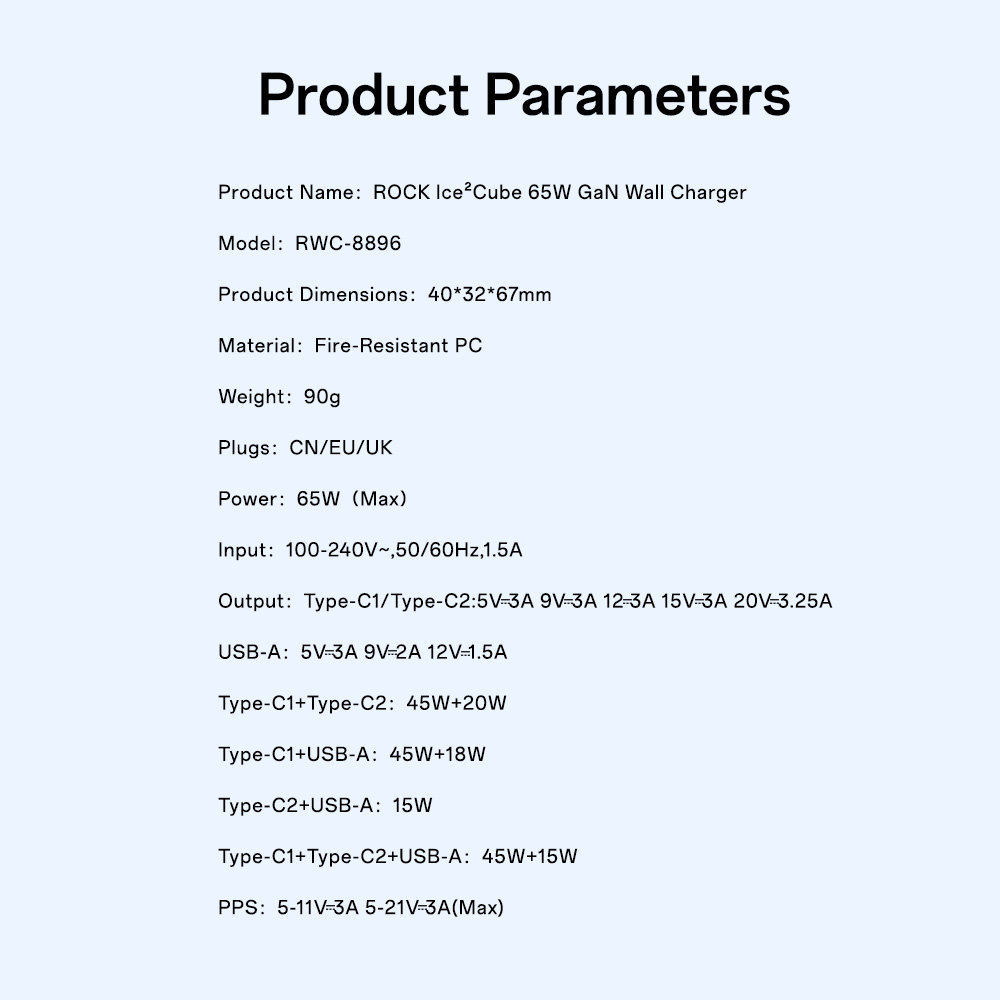 REGO Communication Sdn Bhd - Rock Space | ROCK Ice²Cube 65W GaN Wall Charger