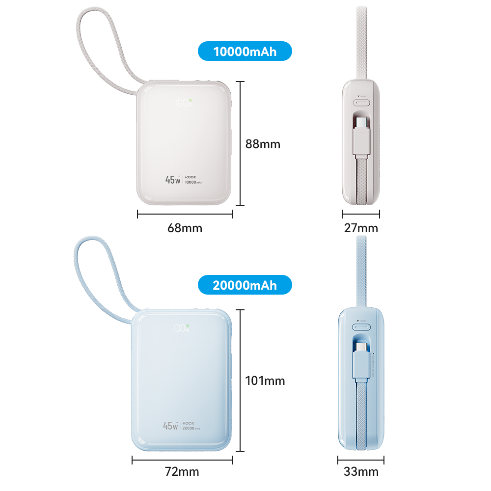 REGO Communication Sdn Bhd - Rock Space | ROCK C04 Interstellar 45W Power Bank with Built-in Cables (10000mAh)