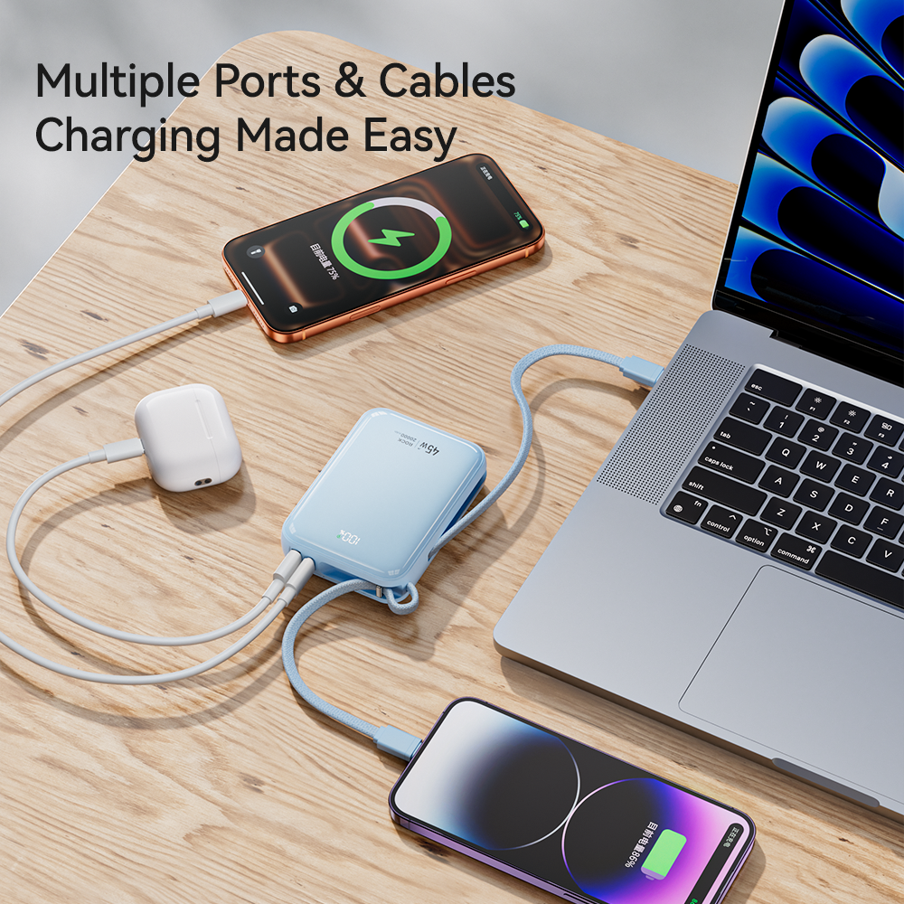 REGO Communication Sdn Bhd - Rock Space | ROCK C04 Interstellar 45W Power Bank with Built-in Cables (10000mAh)