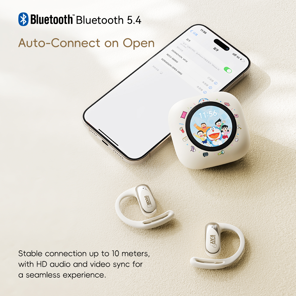 REGO Communication Sdn Bhd - Rock Space | ROCK Doraemon X918 Smart Touch Screen OWS Bluetooth Earphones