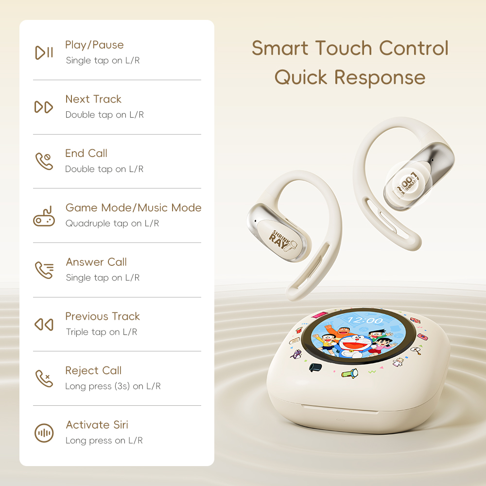 REGO Communication Sdn Bhd - Rock Space | ROCK Doraemon X918 Smart Touch Screen OWS Bluetooth Earphones