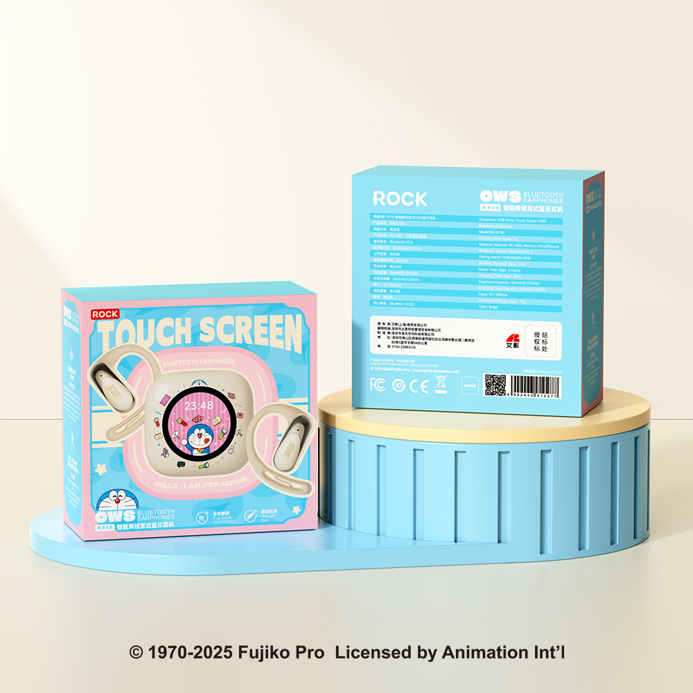 REGO Communication Sdn Bhd - Rock Space | ROCK Doraemon X918 Smart Touch Screen OWS Bluetooth Earphones