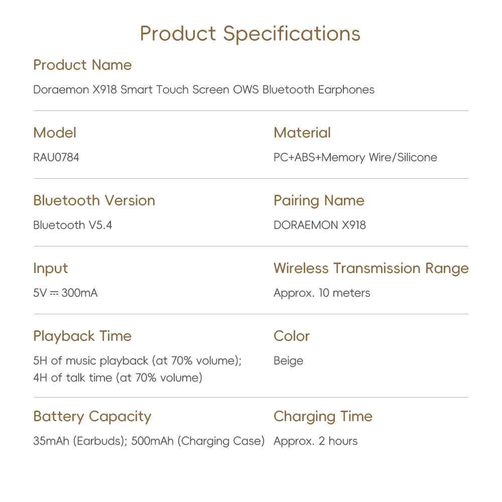 REGO Communication Sdn Bhd - Rock Space | ROCK Doraemon X918 Smart Touch Screen OWS Bluetooth Earphones