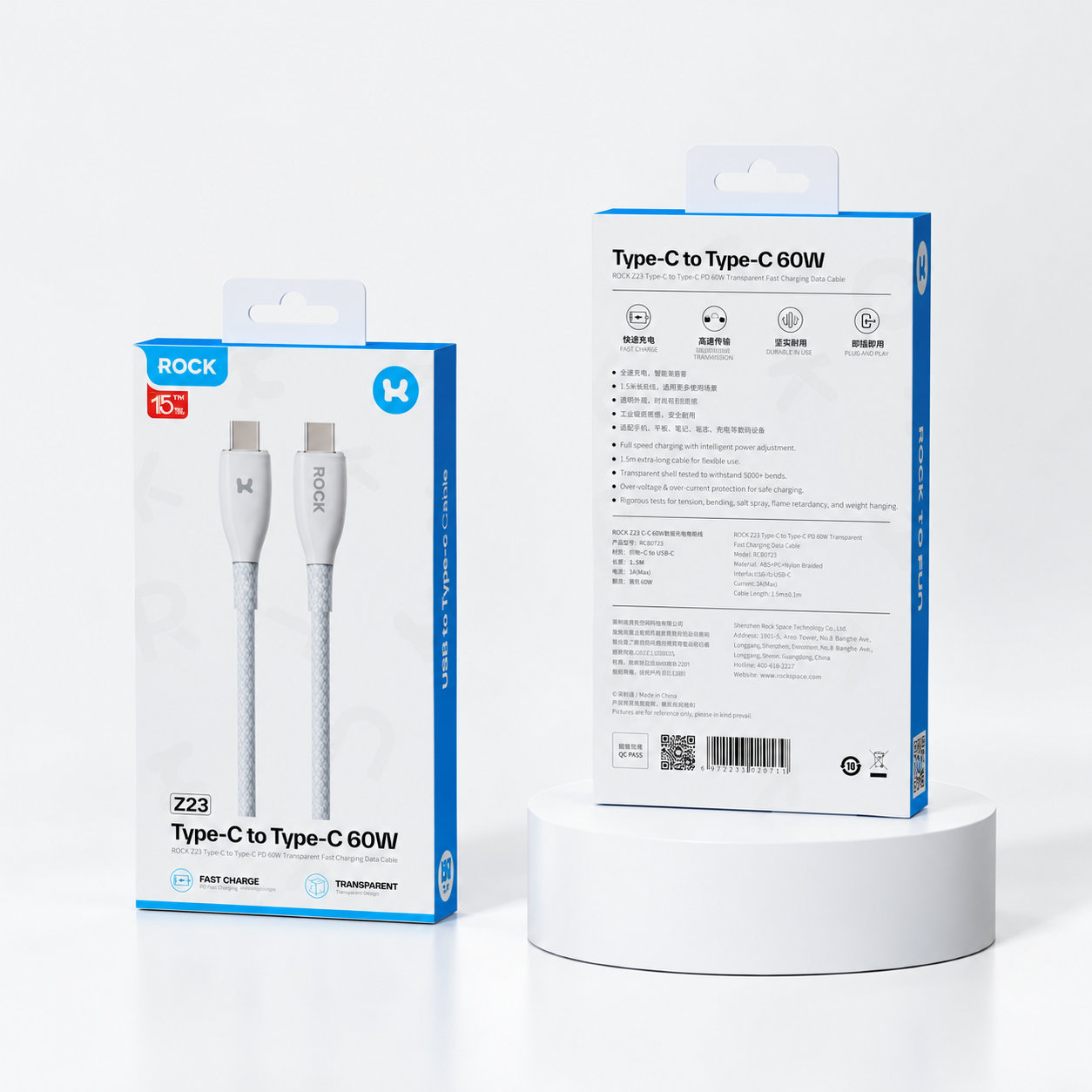 REGO Communication Sdn Bhd - Rock Space | ROCK Z23 Type-C to C PD 60W Fast Charging Cable