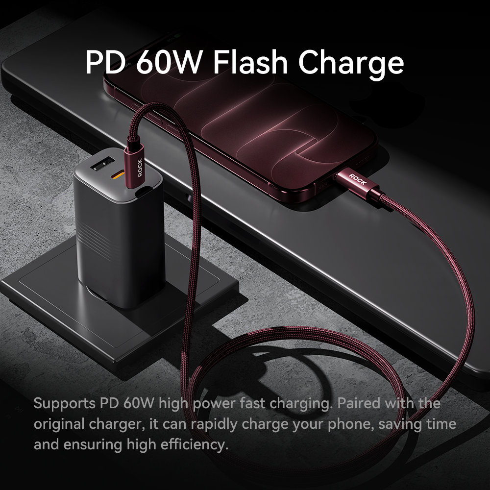 REGO Communication Sdn Bhd - Rock Space | ROCK Z28 Type-C to C PD 60W Metal Braided Fast Charging Cable